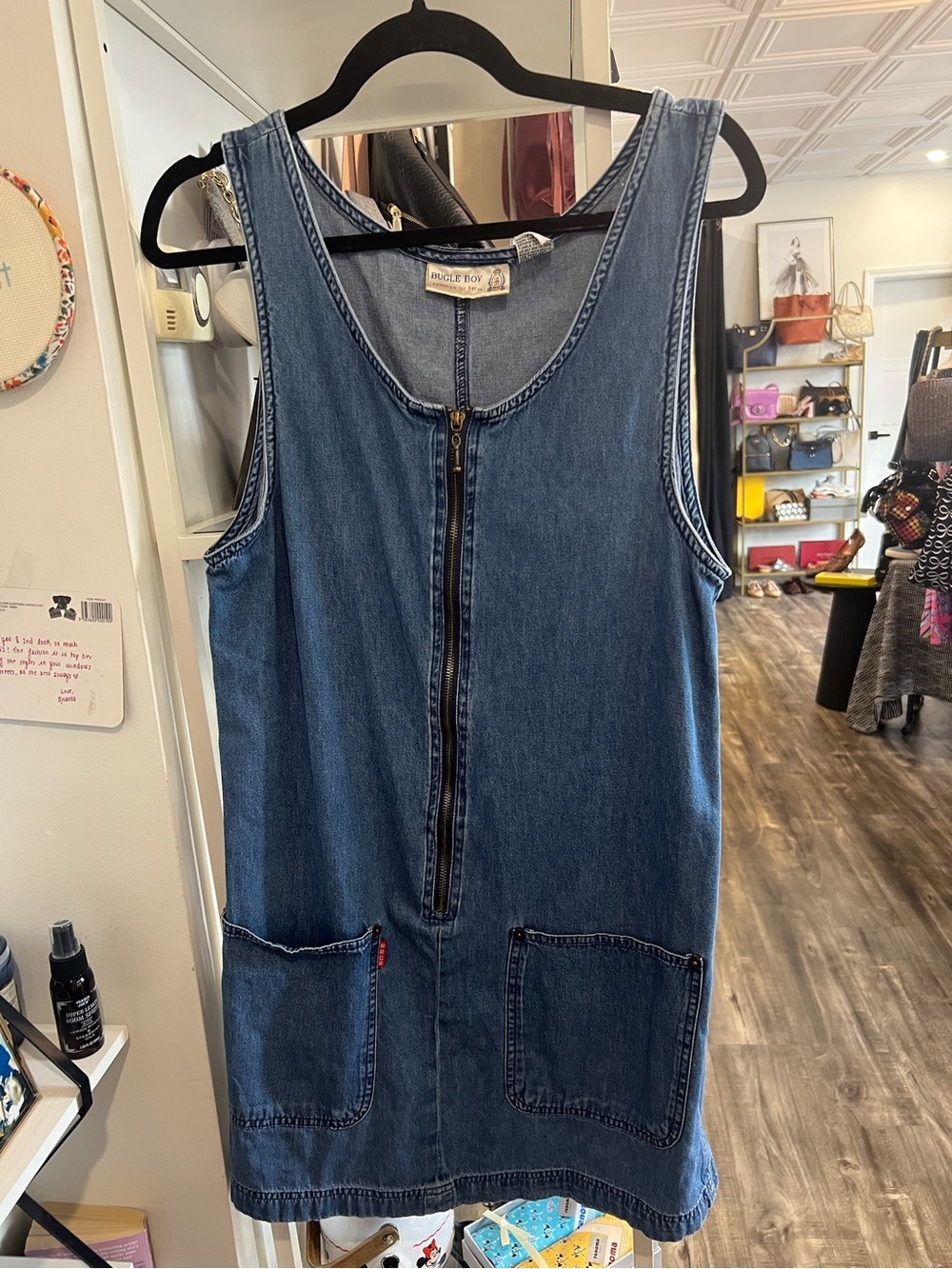 Vintage Bugle Boy Blue Denim Zip-Front Dress